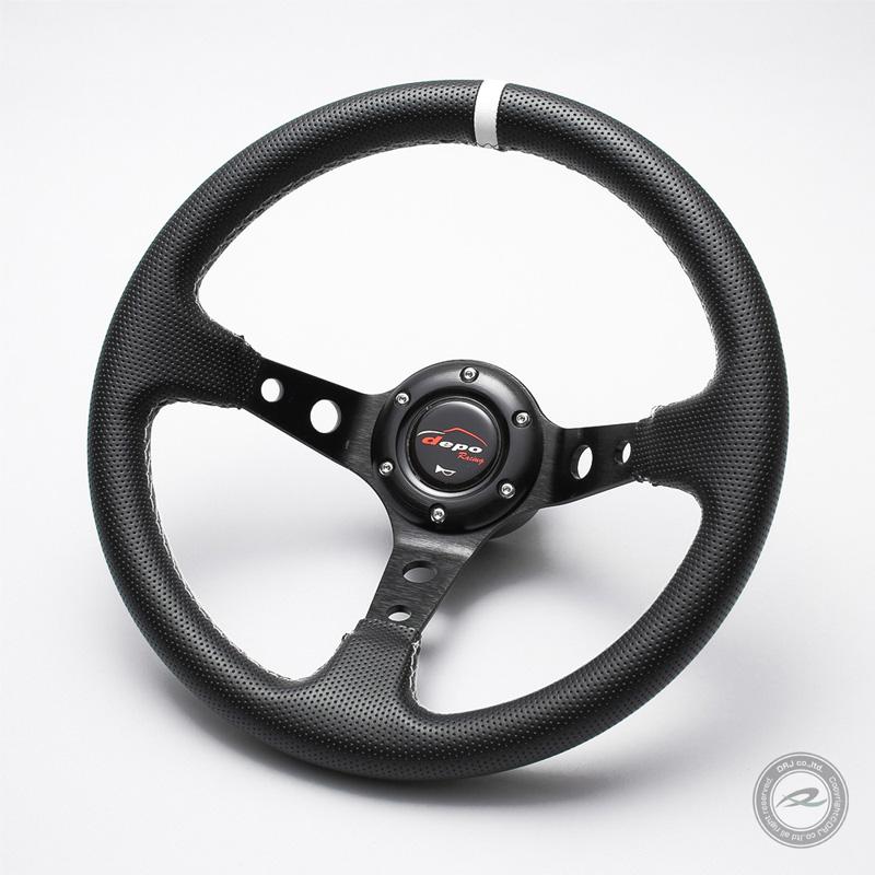 ステアリング 32φ ディープコーン 70mm 白色クロスステッチ 白色トップ