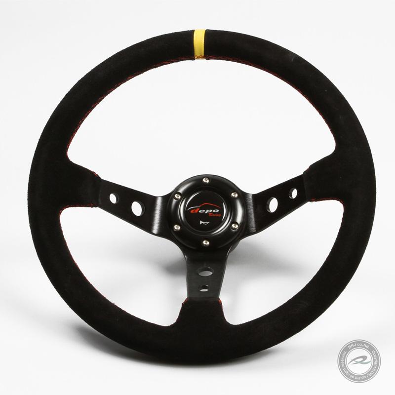 ステアリング 35φ ディープコーン 約80mm 本革バックスキン 赤色クロスステッチ イエロートップD35F |  | 01