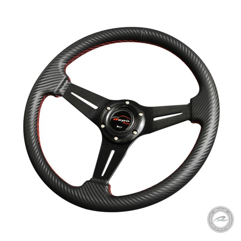 ステアリング 35φ N カーボンレザーPVC 赤色ステッチN35C | 