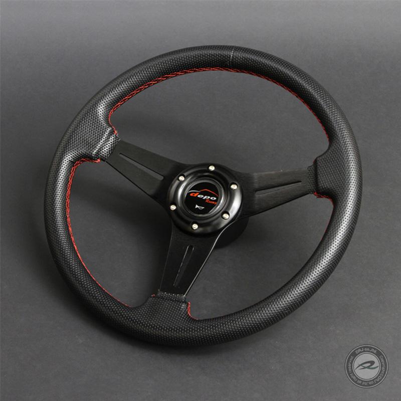 ステアリング 35φ N パンチング仕様PVC 赤色ステッチN35P : DRJ