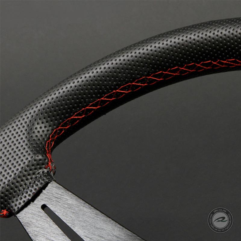 ステアリング 35φ N パンチング仕様PVC 赤色ステッチN35P : DRJ