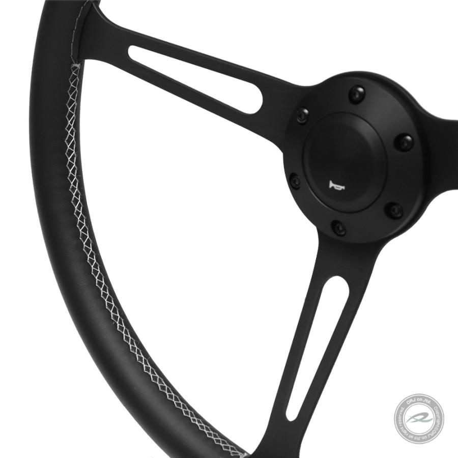 ステアリング 37.5Ф フェイクレザー PVC ホワイトクロスステッチ N375B