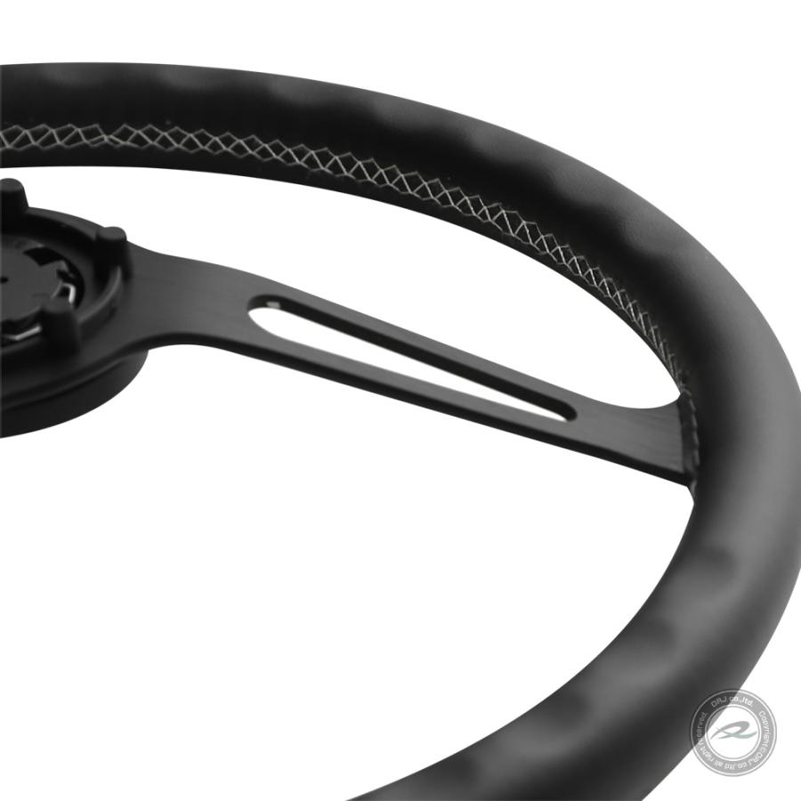 ステアリング 37.5Ф フェイクレザー PVC ホワイトクロスステッチ N375B