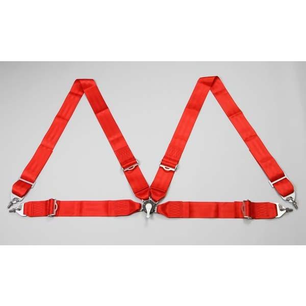 ３インチ４点式フルハーネス シートベルト レッド 左ハンドル車用 | 