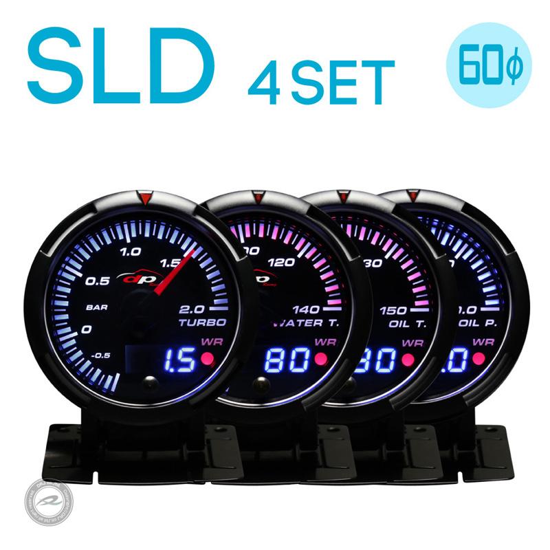 デポレーシング 車用 4連メーターセット 60mm ブースト 水温 油温 油圧 