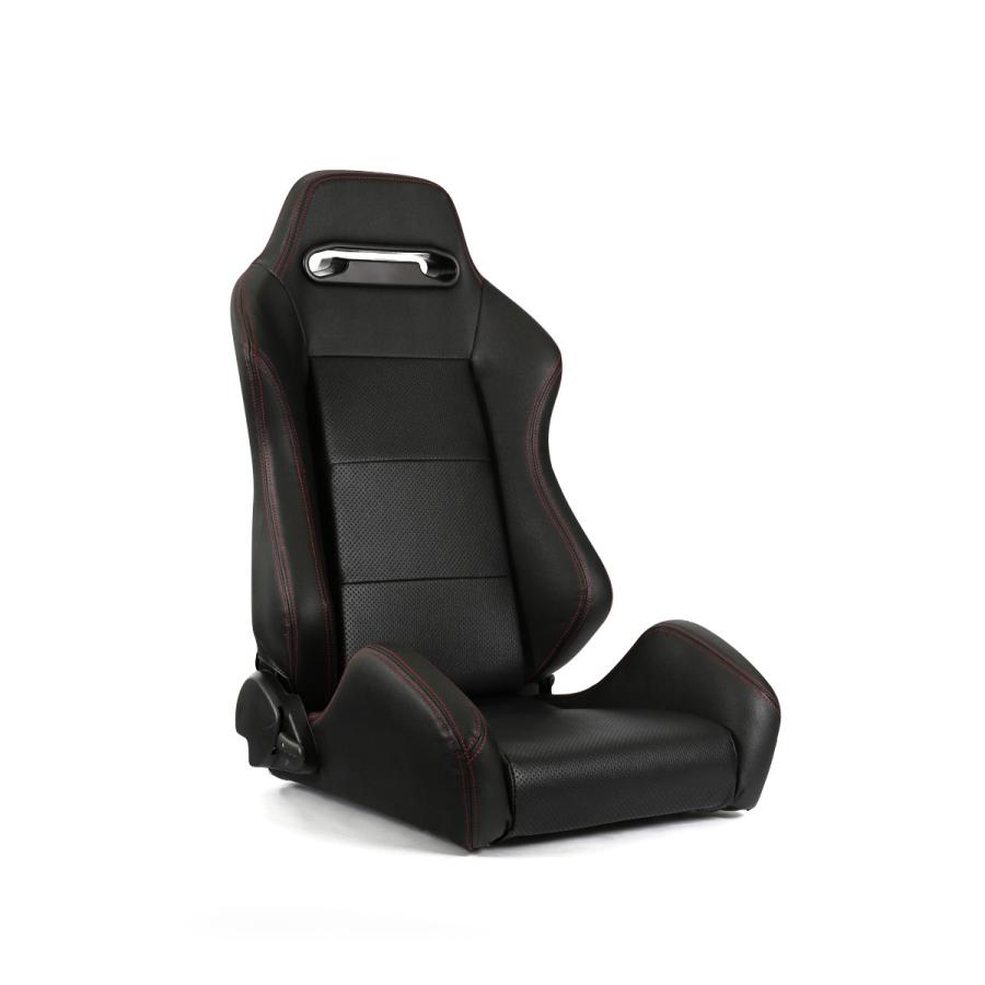 セミバケットシート 2脚 SRJ PVC 黒パンチング 赤ステッチ RENNSPORT