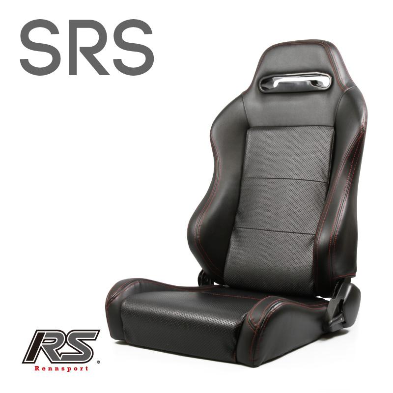 セミバケットシート SRS PVC 黒 パンチング加工 赤ステッチ RENNSPORT 