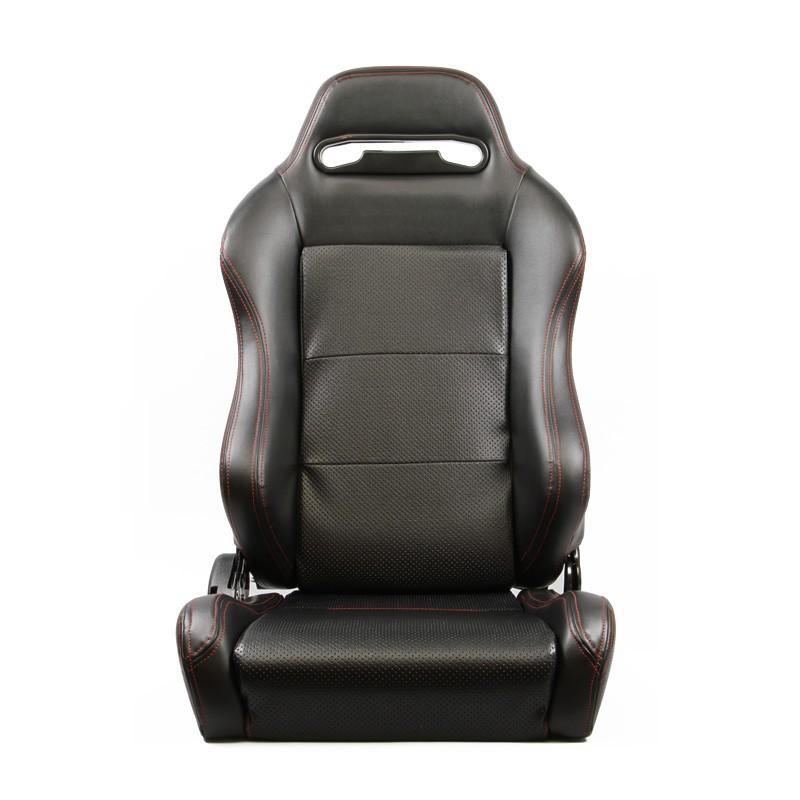 セミバケットシート SRS PVC 黒 パンチング加工 赤ステッチ RENNSPORT