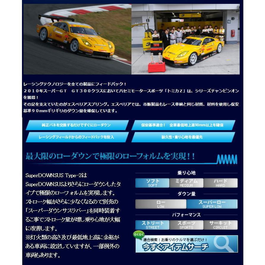 EST-2445 ESPELIR エスペリア スーパーダウンサス タイプ2+ダウンサスラバーフロントセット プロボックス NCP55V H14/7〜H26/8 4WD <3>の画像