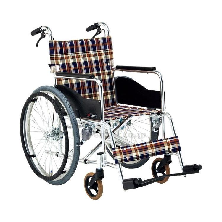 【※法人・施設限定・送料別途】(W0029)自走用アルミ製スタンダード車いすAR-201B/座幅38cmS-1(cm-221394)[販売単位:1]