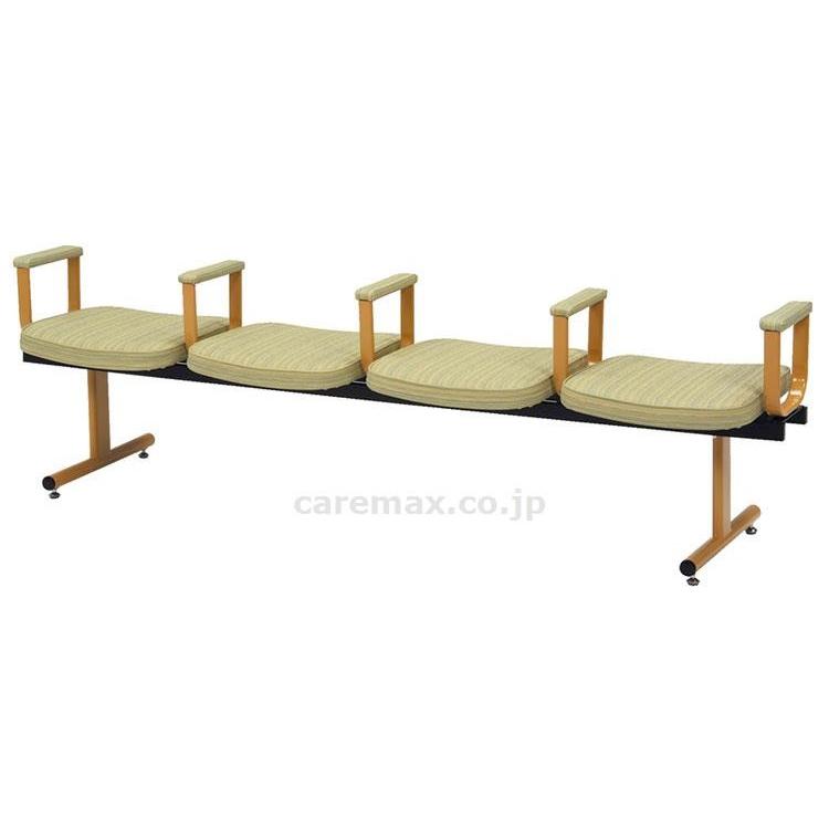 (O0801)ロビーチェア 4人用背なし・肘付 / ML-90-4ARM グリーン(cm-352833)[1台]