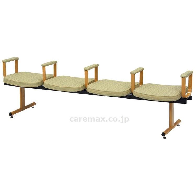 (O0801)ロビーチェア 4人用背なし・肘付 / ML-90-4ARM ベージュ(cm-352835)[1台]