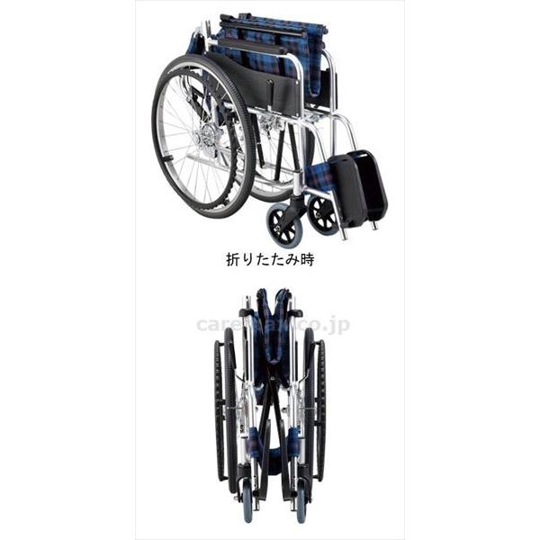 【※大型商品・送料別途】(W1361)アルミ自走用車いす セレクトKS50 ワイドタイプ / KS50M-46NCS ネイビーチェック(cm-429597)[販売単位:1]_1