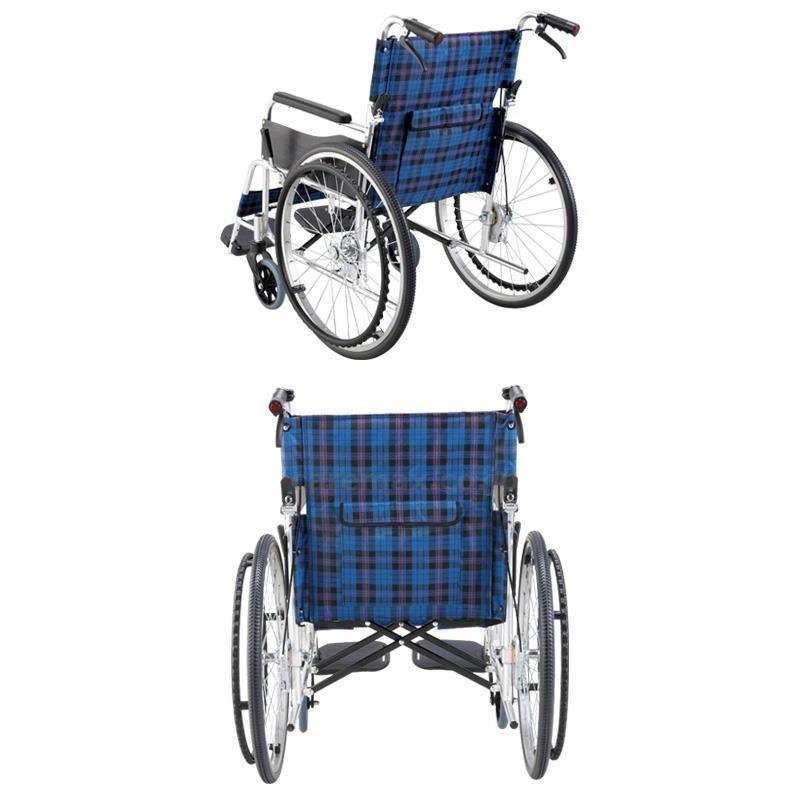 【※大型商品・送料別途】(W1361)アルミ自走用車いす セレクトKS50 ワイドタイプ / KS50M-46NCS ネイビーチェック(cm-429597)[販売単位:1]_2