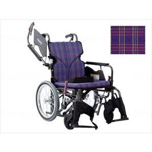 カワムラサイクルモダンCstyle 介助用 16インチ中・高床 紫チェック(A11) 座幅40-前座47cm(wf-503339-64)
