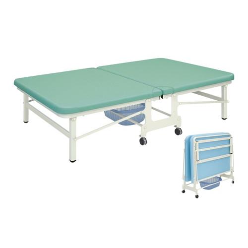 折りたたみ式トレーニングベッドTB-466(100X190X40CMビニルレザーメディグリーン(高田ベッド製作所)(24-7458-00-15)【1台単位】