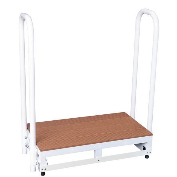 バリアフリー踏台（１段・手すり２本）F1-2TD(デッキザイ) バリアフリーフミダイ1ダンテスリ2(松吉医科器械)(24-7721-01)