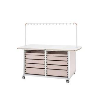 作業台(ハンガー付対面タイプ)WT-1805B-2(ホンタイ:ピーチサギョウダイ(ハンガーツキタイメントレー:ニュートラル(サカセ化学工業)(24-8045-00-04) 作業台（ハンガー付対面タイプ）WT-1805B-2(ﾎﾝﾀｲ:ﾌﾞﾙｰ ｻｷﾞｮｳﾀﾞｲ(ﾊﾝｶﾞｰ