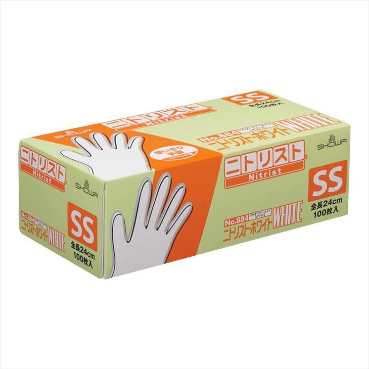 ニトリスト・ホワイト NO．884(100マイイリ)NO.884(100マイイリ)Ｍ(24-8764-00-03)【ショーワ地球儀】100枚【さし出しユニット20】 介護用品-介護ヘルパー用手袋