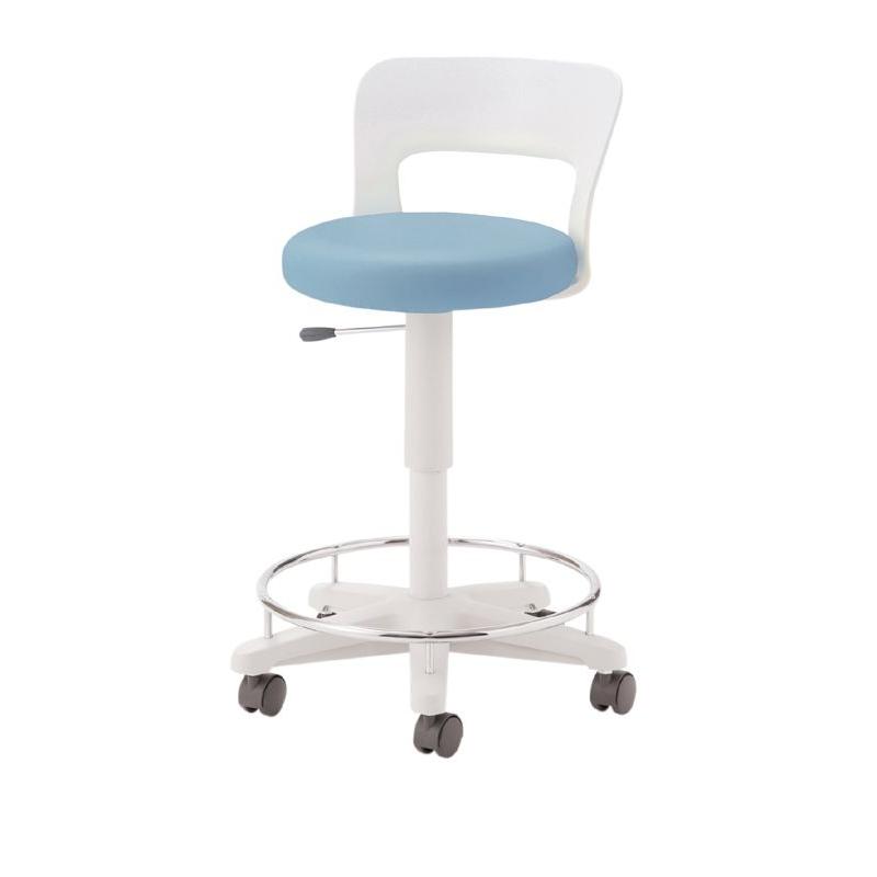 【岡村製作所】ナーススツール Lタイプ リング付き 双輪キャスター ローズ(L891LA-PB23)