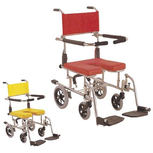 シャワー用車いす（座高調整式） KS10(ステンレスセイ) シャワーヨウクルマイス イエロー(20-6790-00-01)【1台単位】