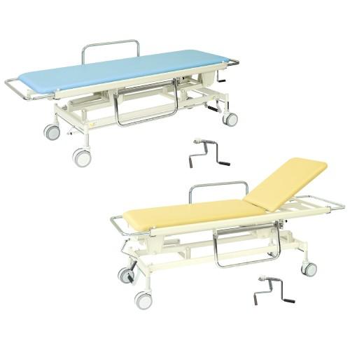 手動昇降式ストレッチャー１２５ シュドウストレッチャー125(23-2287-00)TB-627(60X200X48-86)ビニルレザーメディブルー【1台単位】