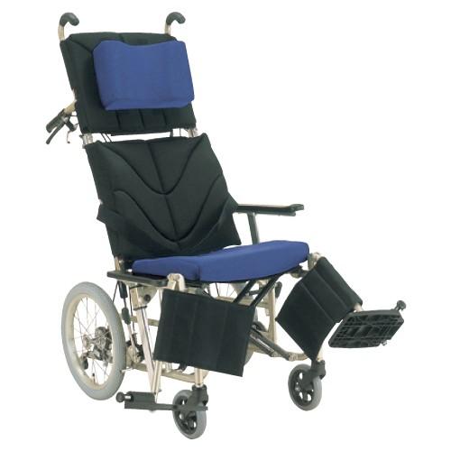 ティルトリクライニング車いす KPF16-40(カイジョ・アルミ) ティルトリクライニングクルマイス 黒×青／ＴＰゴールド(23-7103-00-04)【1台単位】_1