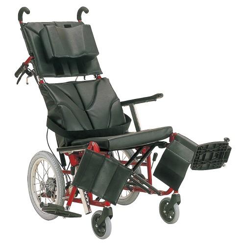 ティルトリクライニング車いす KPF16-40(カイジョ・アルミ) ティルトリクライニングクルマイス 黒レザー／メタリックレッド(23-7103-00-01)【1台単位】_1