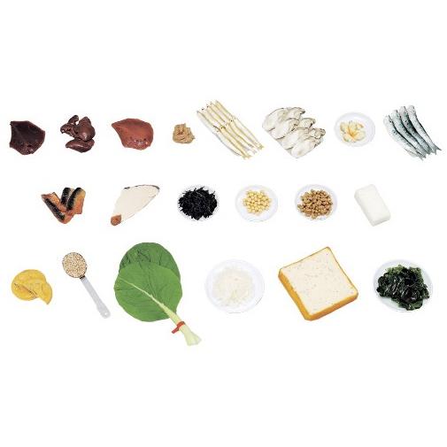 鉄分を多く含む食品モデル（２０品） 70-A(ジシャクツキ) テツブンヲオオクフクムモデル20ヒン(24-4512-00)【1組単位】