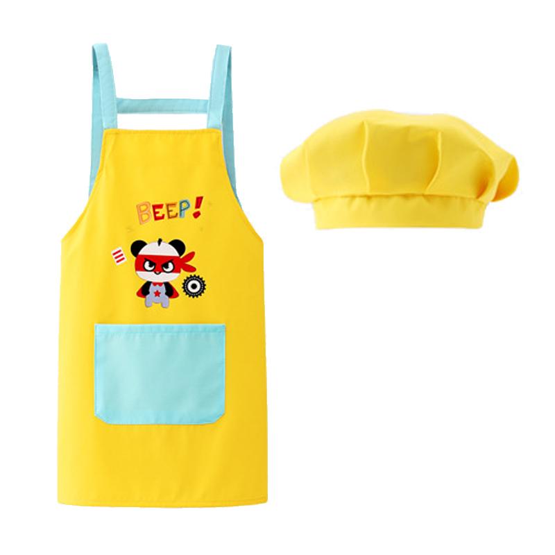キッズエプロン 2点セット H型エプロン 給食帽子 セット 子供用