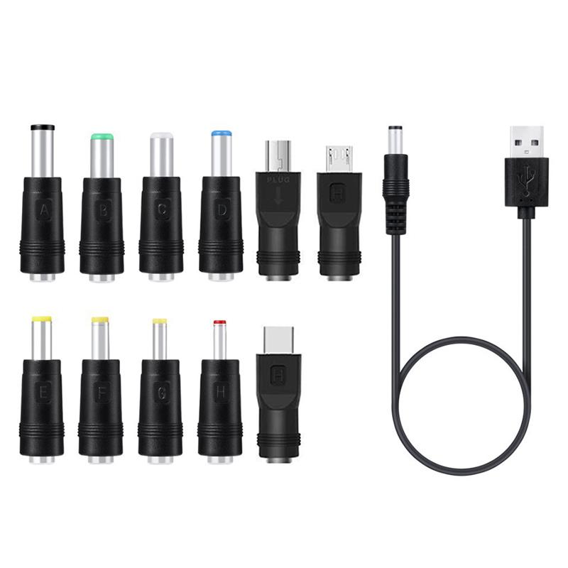 USB-DC 11in1 変換ケーブル 1m 家電 PC 電源ケーブル 充電コード DCジャック プラグ コネクタ アダプター サイズ 径 変換 交換 USBオス DCオス TypeC Mini Micro |  | 09