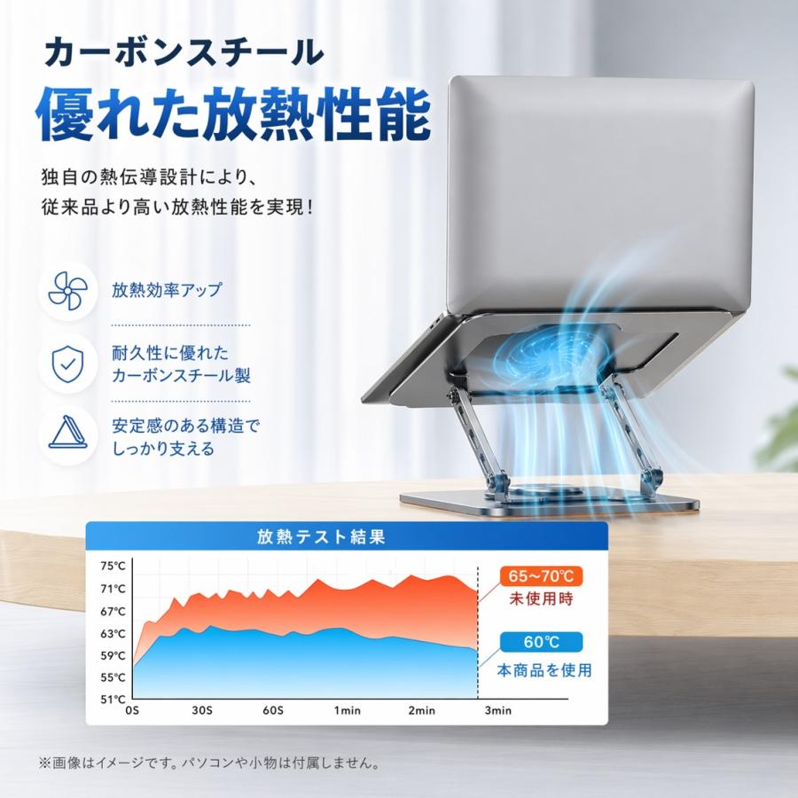 ノートPCスタンド 360° 回転 薄型 折りたたみ パソコン台 卓上 リモート テレワーク 在宅 頑丈 放熱 タイピング 滑り止め 安定 MacBook iPad 10-17インチ 対応 |  | 06