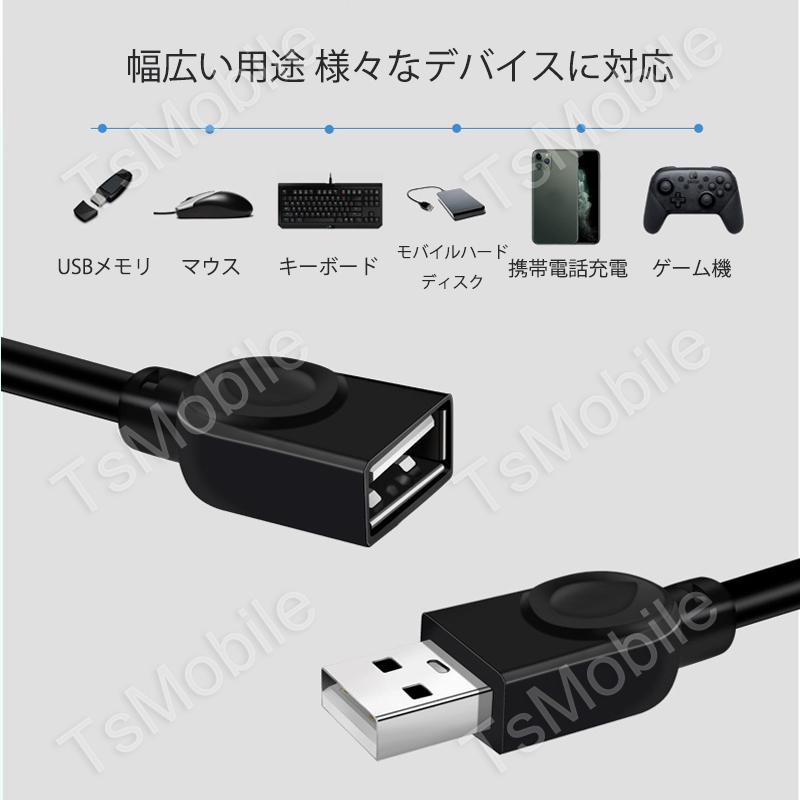 USB延長ケーブル USB2.0 延長コード1メートル USBオスtoメス 充電 データ転送 パソコン テレビ USBハブ カードリーダー ディスクドライバー 対応 PC｜droneshop｜03