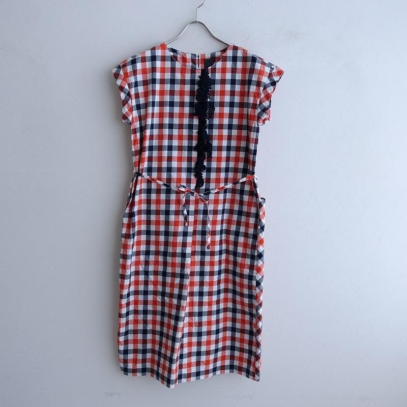 ミナペルホネン Mina Perhonen Little Flower Mina ワンピース 36チェック綿コットンforest Drop