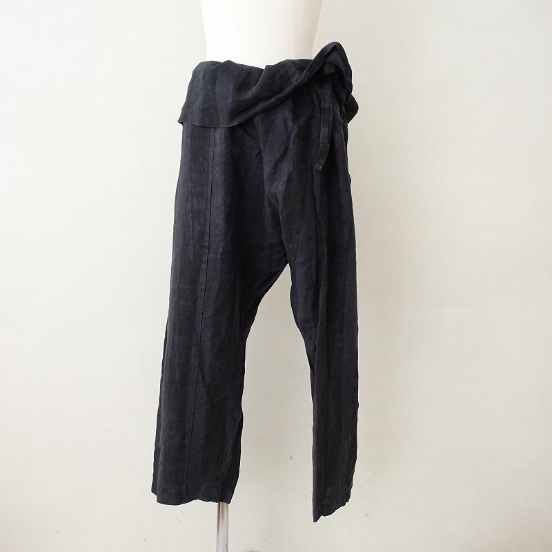 BLACK CRANE ブラッククレーン *リネンストライプワイドサルエル