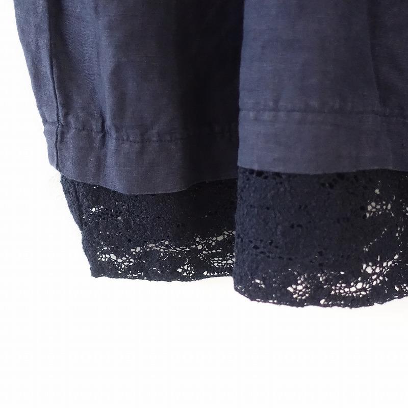 ネストローブnestrobe リネンレースヘムキャミソールネイビー