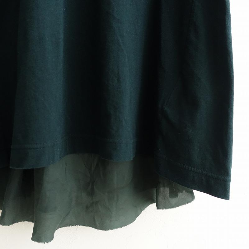 sacai（サカイ） *半袖切り替えワンピース*3異素材グリーン緑