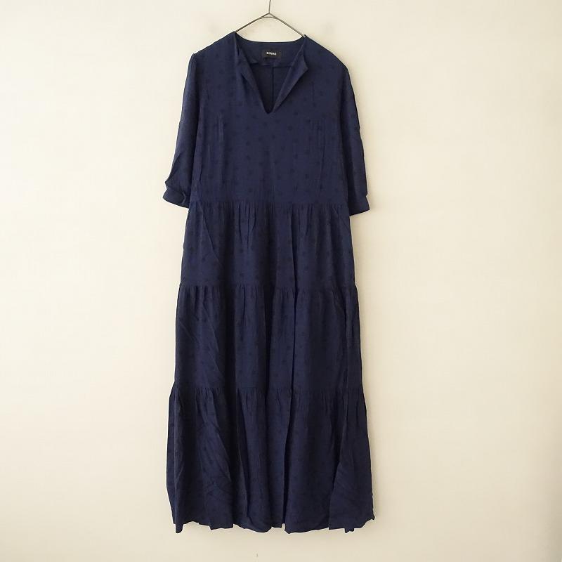 SINME シンメ *ドットロングワンピース*Mティアード切り替え SINME シンメ *ドットロングワンピース*Mティアード切り替え