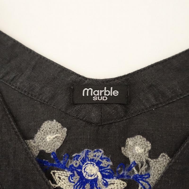 マーブルシュッド marble SUD *フラワースークVCDワンピース*リネンフロントボタン刺繍ロング羽織り墨黒(1-2308-150)【22H32】｜drop-kaitori｜09