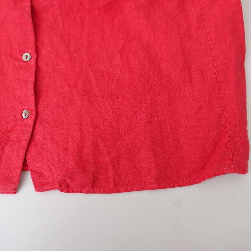 ネストローブ　リネンラッフルカラーブラウス　赤　red nest Robe(ネストローブ) 21AW リネン ラッフルカラー ブラウス Linen
