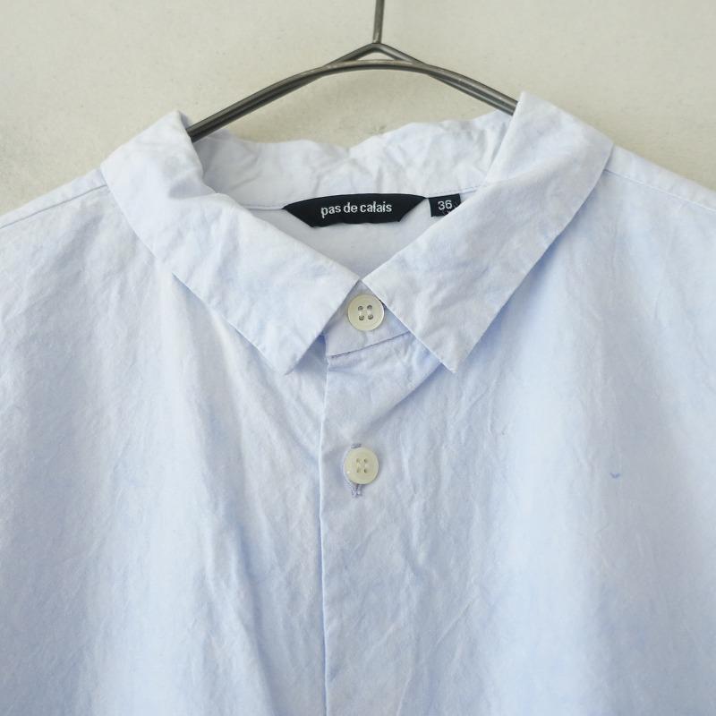 パドカレ　シャツワンピース pas de calais パドカレ *コットンシャツワンピース*36ロング