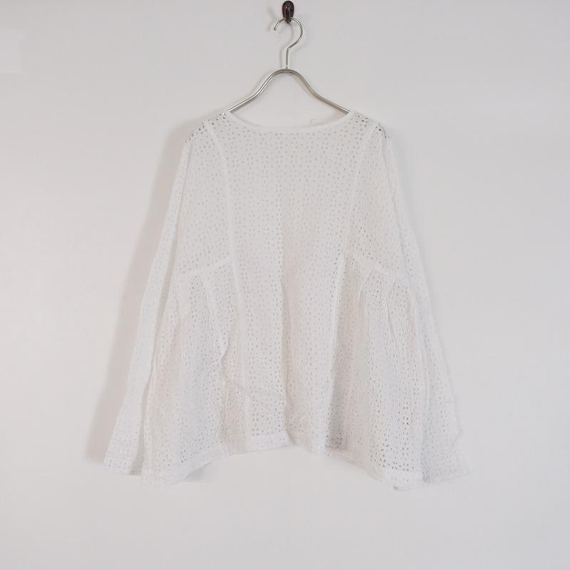 TOUJOURS トゥジュー *コットンカットワーク刺繍タックブラウス*Fプル 