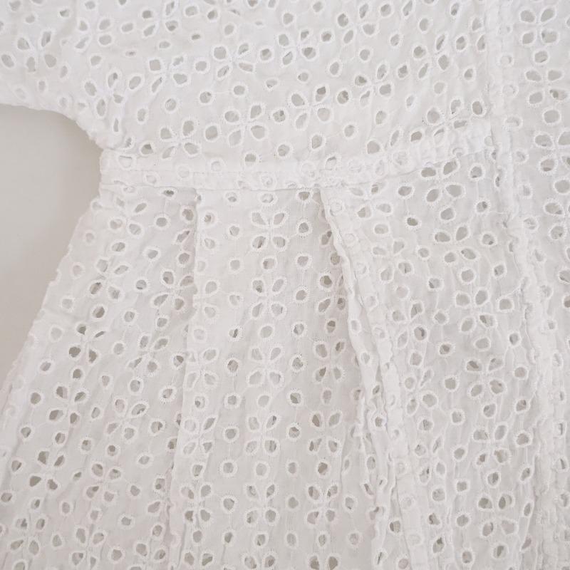 TOUJOURS（トゥジュー） *コットンカットワーク刺繍タックブラウス*F 