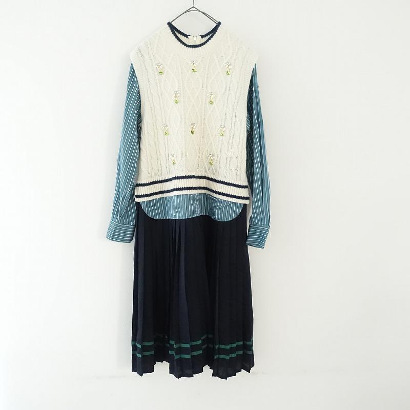 ミュベール　muveil ワンピース ツルバイ MUVEIL //ミュベール Muveil *ニット使いドッキングワンピース