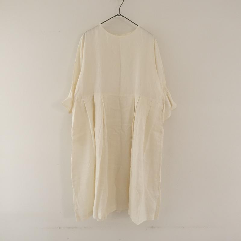 YARRA 【美品】ヤラ *リネンタック切り替えロングワンピース*F 