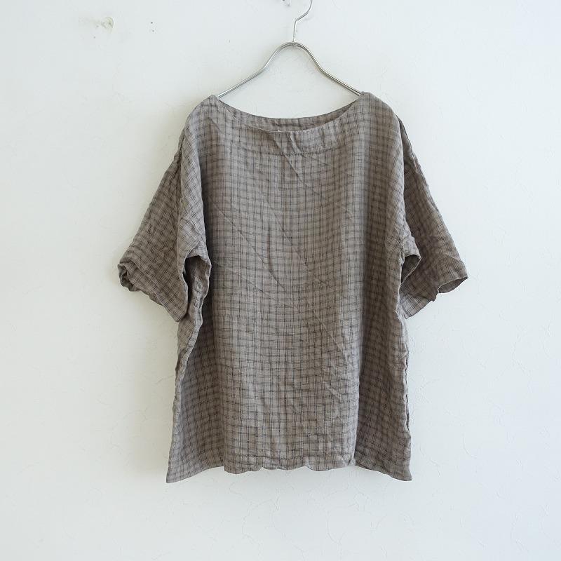 ARMEN（アーメン） *リネンチェックワイドブラウス*0プルオーバー 