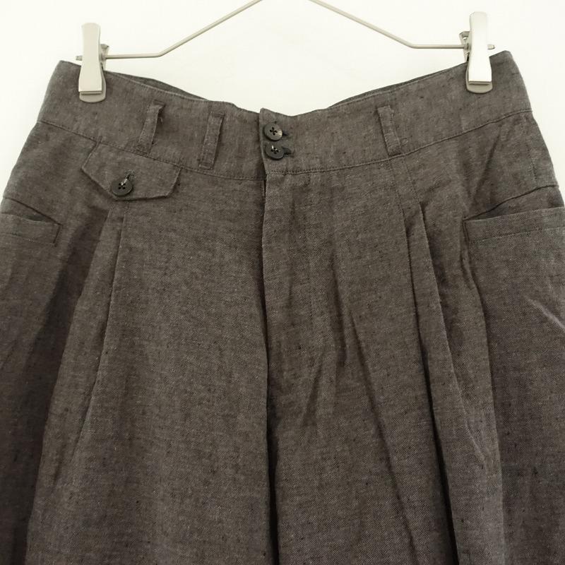YANTOR ヤントル *リネンコットンタックワイドパンツ*Lボトムス綿麻 