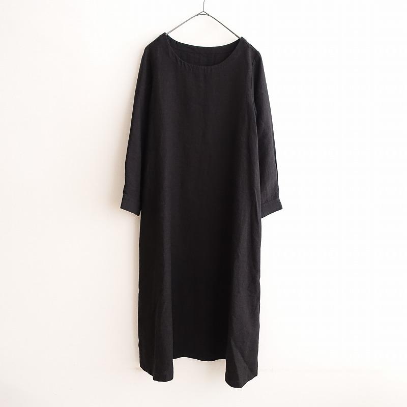 nest Robe ネストローブ *リネンウールプレーンワンピース*ドレス黒 