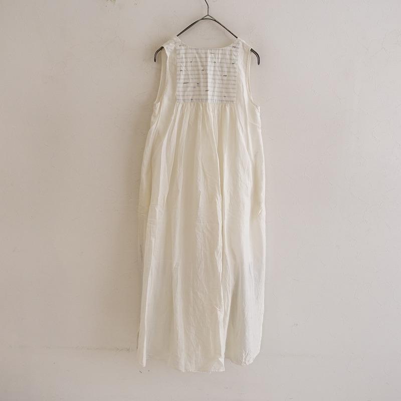 マク MAKU *コットンシルクノースリーブワンピース*M重ね着Aライン 