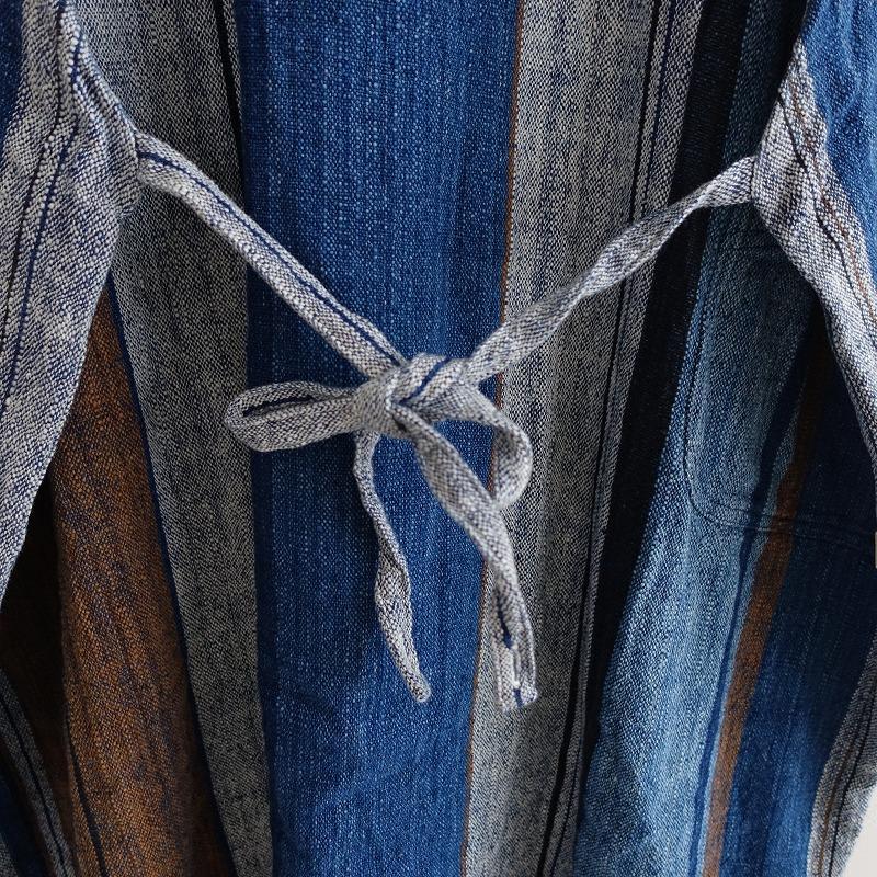 うさとのストライプ ノースリーブ ワンピース うさと usaato *マルチストライプノースリーブラップワンピース*手織り